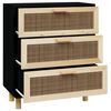 vidaXL Sideboard Black 60x30x70 cm Solid Wood Pine and Natural Rattan