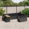 vidaXL 10 Piece Garden Sofa Set with Cushions Black Poly Rattan
