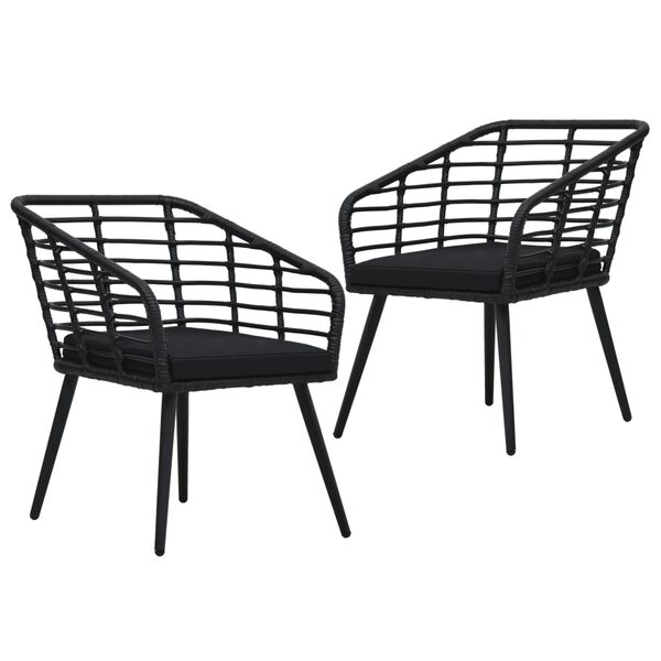 vidaXL Garden Chairs with Cushions 2 pcs Poly Rattan Black