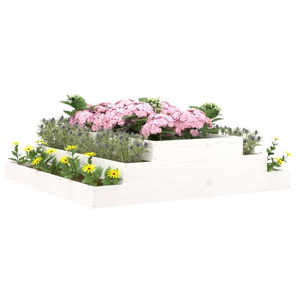 vidaXL Planter White 110x110x27 cm Solid Wood Pine