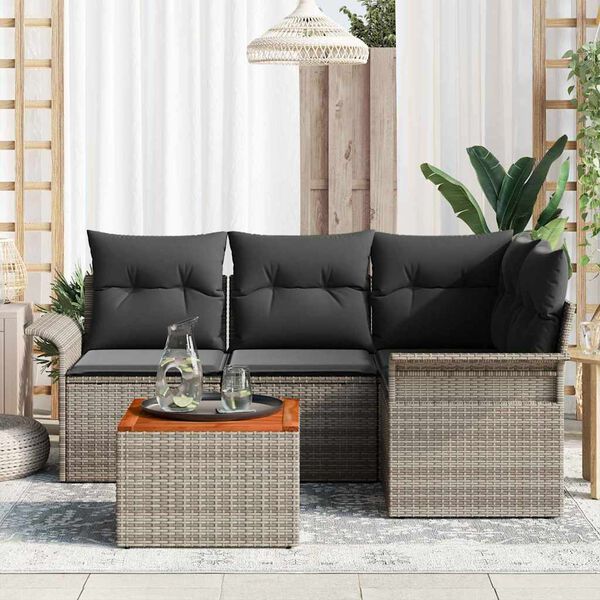 vidaXL Garden Sofa Set with Cushion with Storage Manual 5 pcs Grey