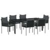vidaXL Garden Dining Set 7 pcs Black and Grey PE Rattan