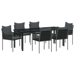 vidaXL Garden Dining Set 7 pcs Black and Grey PE Rattan