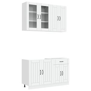 vidaXL Kitchen Unit LUCCA 4 pcs White Engineered Wood