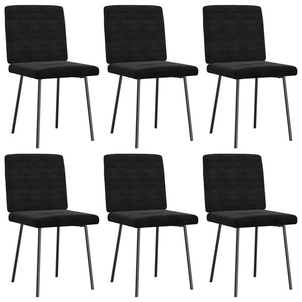 vidaXL Dining Chairs 6 pcs Black Velvet