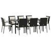 vidaXL 9 Piece Garden Dining Set with Cushions Black Poly Rattan