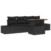 vidaXL Garden Sofa Set with Storage 5 pcs Black Poly rattan