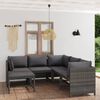 vidaXL 6 Piece Garden Lounge Set with Cushions Poly Rattan Grey