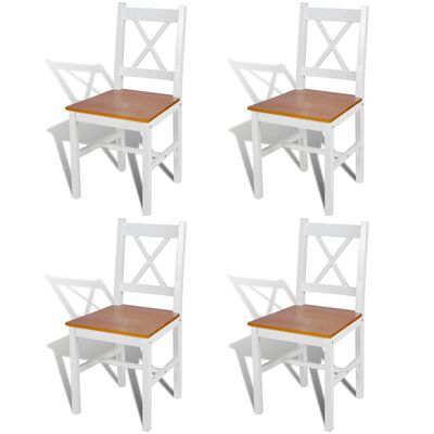 vidaXL Dining Chairs 4 pcs White Pinewood