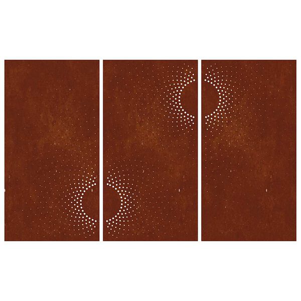 vidaXL Garden Wall Decorations 3 pcs 105x55 cm Corten Steel Sun Design