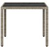 vidaXL Garden Table with Glass Top Light Grey 90x90x75 cm Poly Rattan