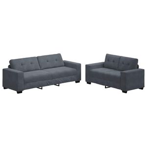 vidaXL 2 Piece Sofa Set with Cushions Dark Grey Velvet