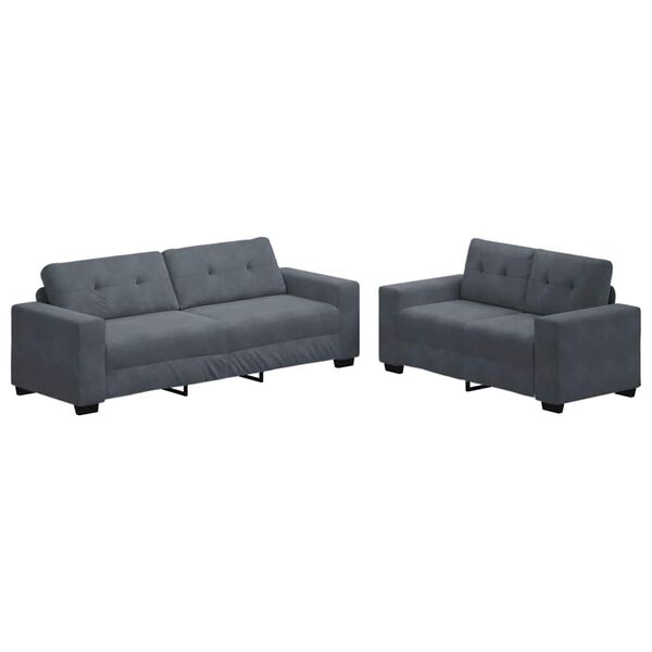 vidaXL 2 Piece Sofa Set with Cushions Dark Grey Velvet