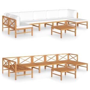 vidaXL 8 Piece Garden Lounge Set with Cream Cushions Solid Teak Wood