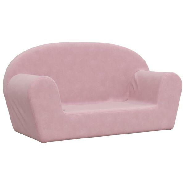vidaXL Kids' Sofa 2-Seater Pink Soft Plush