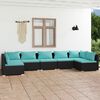vidaXL 7 Piece Garden Lounge Set with Cushions Poly Rattan Black