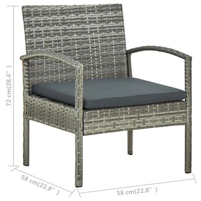 vidaXL Garden Chair with Cushion Poly Rattan Grey