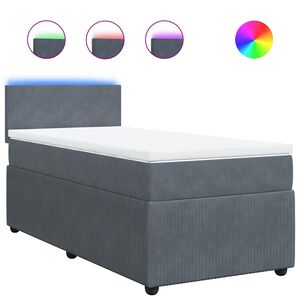 vidaXL Box Spring Bed with Mattress Dark Grey King Single Velvet