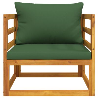 vidaXL Garden Chair with Green Cushions Solid Wood Acacia