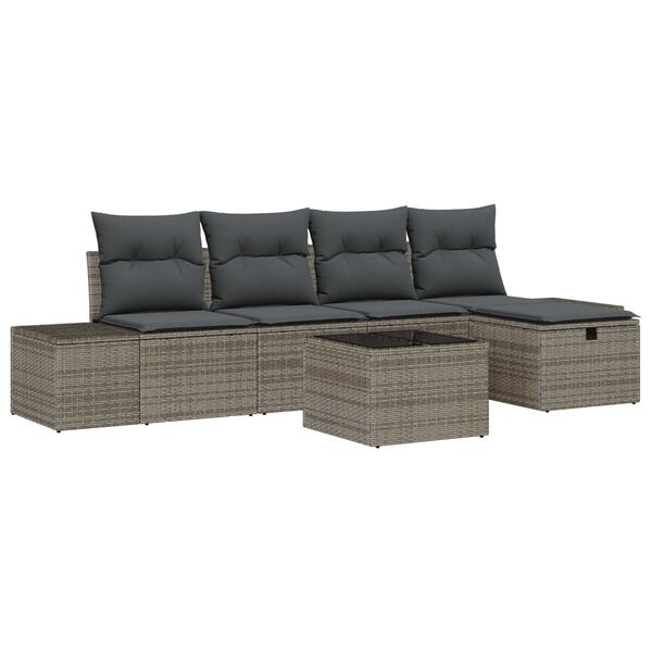 vidaXL Sofa Set with Cushion 5 pcs Poly Rattan
