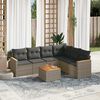 vidaXL 7 Piece Garden Sofa Set with Cushions Grey Poly Rattan