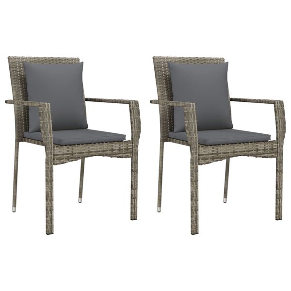 vidaXL Garden Chairs with Cushions 2 pcs Poly Rattan Grey