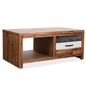vidaXL Coffee Table | Brown, Black, White | Solid acacia wood, MDF