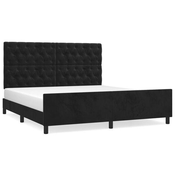 vidaXL Bed Frame without Mattress Black 152x203 cm Queen Velvet