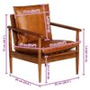vidaXL Armchair Brown Real Leather with Acacia Wood