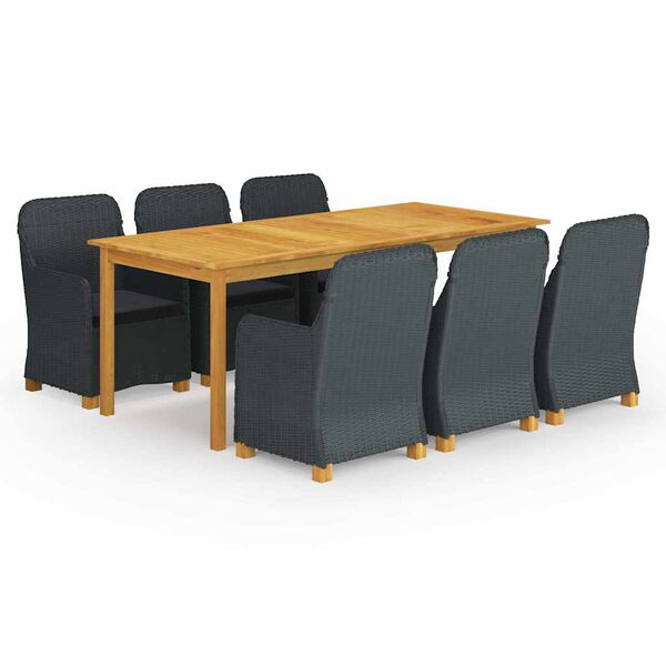 vidaXL 7 Piece Garden Dining Set Dark Grey