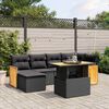 vidaXL 7 Piece Garden Sofa Set with Cushions Black Poly Rattan