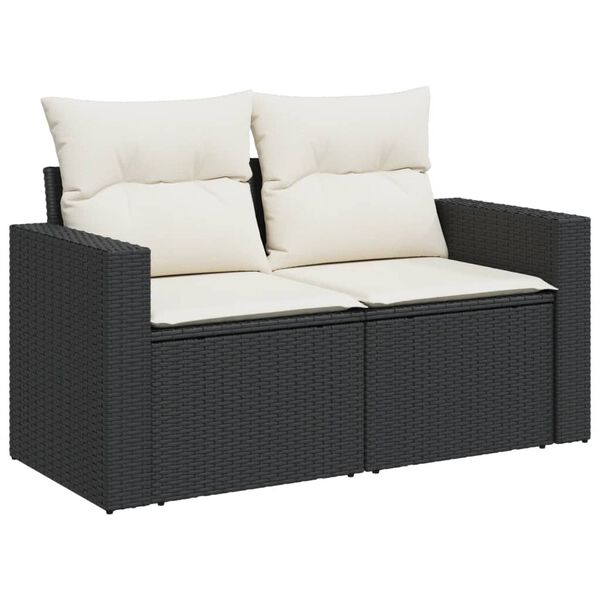 vidaXL 9 Piece Garden Sofa Set with Cushions Black Poly Rattan