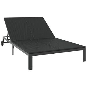 vidaXL Sunbed Poly Rattan Black