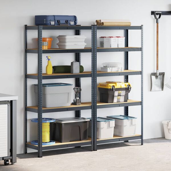 vidaXL 5-Layer Storage Shelves 2 pcs Anthracite Steel&Engineered Wood