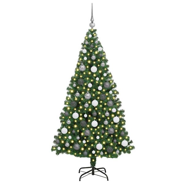 vidaXL Artificial Christmas Tree with 300 LEDs with Stand Green 180 cm