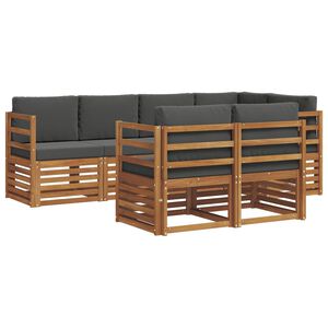 vidaXL Outdoor Sofa Set 7 pcs Natural and Anthracite Polyester