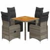 vidaXL 5 Piece Garden Bistro Set with Cushions Grey Poly Rattan