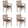 vidaXL Stackable Garden Chairs with Cushions 4 pcs Solid Teak Wood
