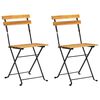 vidaXL Folding Chairs 2 pcs Steel and Solid Acacia Wood