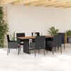 vidaXL 7 Piece Garden Dining Set with Cushions Black Poly Rattan