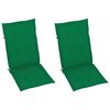 vidaXL Garden Chairs 2 pcs with Green Cushions Solid Teak Wood