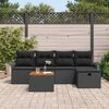 vidaXL Garden Sofa Set with Storage 6 pcs Black Poly rattan