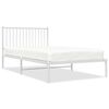 vidaXL Metal Bed Frame without Mattress with Headboard White 107x203cm