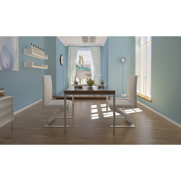 vidaXL Dining Chairs 2 pcs White Faux Leather