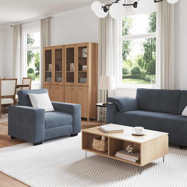 vidaXL 3 Piece Sofa Set with Cushions Dark Grey Velvet