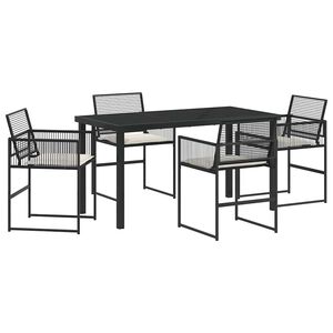 vidaXL Garden Dining Set 5 pcs Black Poly Rattan