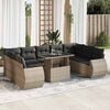 vidaXL 10 Piece Garden Sofa Set with Cushions Grey Poly Rattan