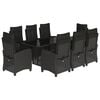 vidaXL 9 Piece Garden Dining Set with Cushions Black Poly Rattan