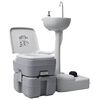 vidaXL Portable Camping Toilet and Handwash Stand Set Grey