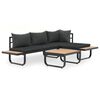 vidaXL 2 Piece Garden Corner Sofa Set with Cushions Aluminium WPC